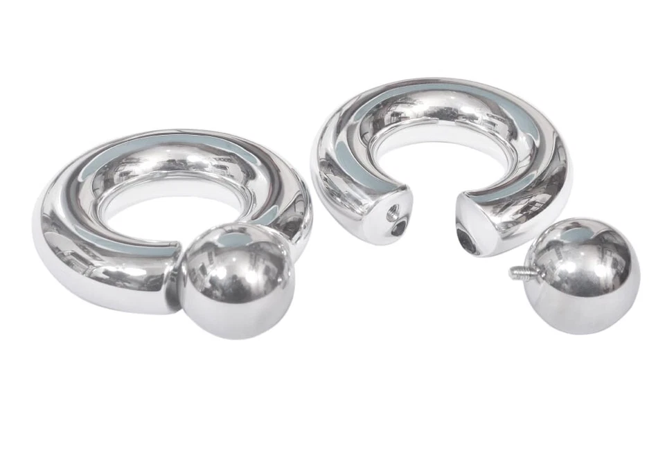 heavy gauge chunk ring screw ball piercing PA stretch earring bondage lobe - Image 1 of 1