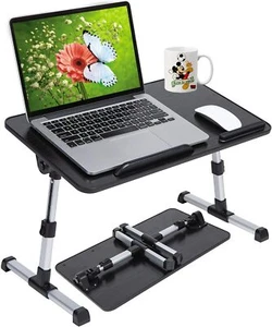 Height Adjustable Laptop Bed Tray Lap Table Desk w/ Foldable Legs Tablet Stand - Picture 1 of 20