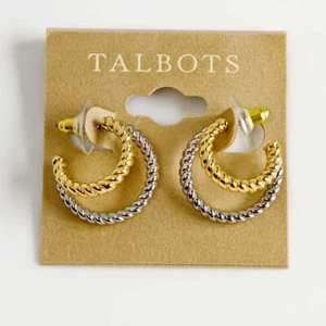Orecchini a cerchio 22 mm Talbots minimalisti audaci bicolore chic donna gioielli quotidiani - Foto 1 di 3