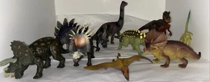 Dinosaurs Figurines Lot Of 10 Multicolored Assorted Sizes & Species Plastic - Picture 1 of 11