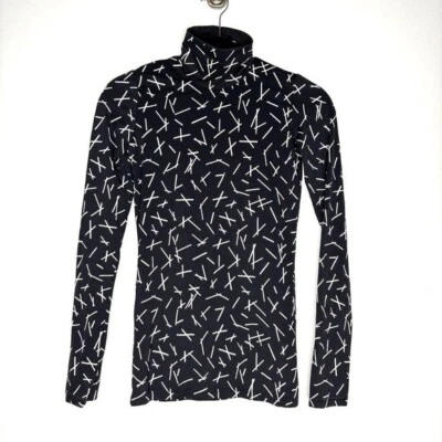 Tory Sport Weightless Reflective Print Turtleneck Matchsticks Top Black Size S - Image 1 of 4