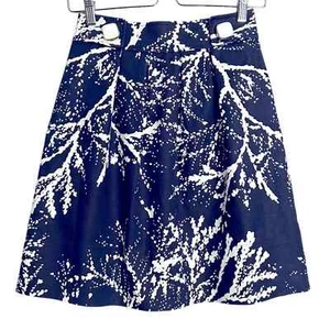 Shoshanna Navy & Ivory Coral Print A Line Skirt US Size 2 - Picture 1 of 4