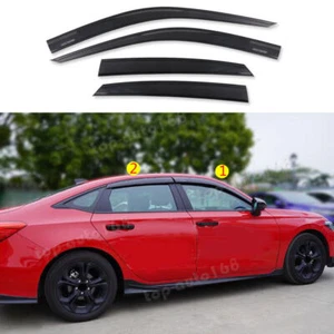 4X Black Window Visor Vent Shades Sun Rain Guard For Honda Civic Sedan 2022-2024 - Imagen 1 de 8