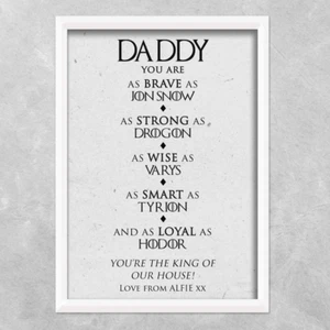 Daddy Game Of Thrones PRINT ONLY Gift Personalised Fathers Day - Picture 1 of 2