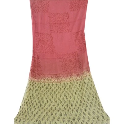 Sanskriti Nuevo Dupatta Estola Larga Pura Georgette Rosa/Verde Hiyab Bufandas Estampadas Foto 1 de 4