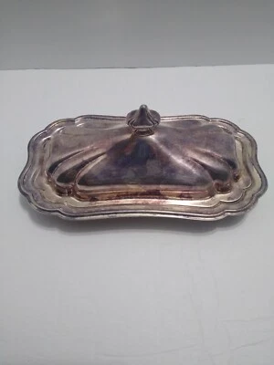 Plato de mantequilla cubierto vintage Newport Silverplate Gorham de 2 piezas con plato de vidrio Foto 1 de 4