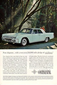 Anuncio impreso vintage 1961 coche Lincoln Continental pura elegancia solo en el bosque - Imagen 1 de 2