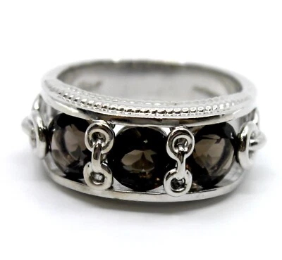 Anthony Nak Atelier Smoky Quartz Chain Band Ring in Sterling Silver Size 10 - Image 1 of 4
