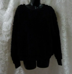 Pink Rose Woobie Pullover Sweater Size XL NWT Black Long Sleeve Crew Polyester - Picture 1 of 12