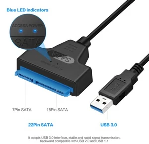 Adaptateur Sata Vers Usb 3.0 2.5" Pour Disque Dur HDD SSD Cable Converter Bleu - Afbeelding 1 van 2
