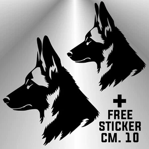 adesivo prespaziato Pastore Tedesco German Sheperd decal +1 FREE STICKER CM. 10 - Imagen 1 de 1