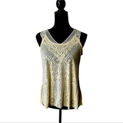 Top camisero para mujer KENAR talla M amarillo suave crochet cuello en V boho informal Foto 1 de 4