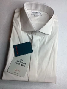 Tommy John Dress Shirt 17 Say Tucked Tuxedo Dress Shirt 17 White - Picture 1 of 8