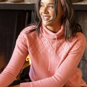 Carve Designs Rockvale Deux Sweater Small Grapefruit Heather Cowl Neck Baubles - Picture 1 of 10