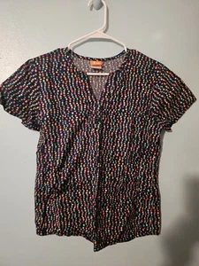ICU By Barco Multicolored Squares On Black Scrub Top - sz S - Picture 1 of 4