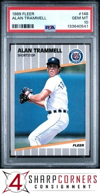Fleer #148 1989 Alan Trammell Tigers Hof PSA 10 Foto 1 de 3