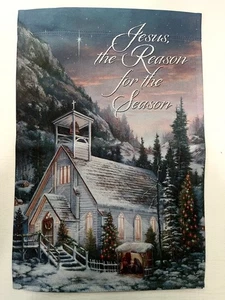 12x18 Jesus the Reason for the Season Winter Church Holiday Xmas Garden Flag - Picture 1 of 2
