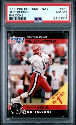 1990 Pro Set Jeff George Draft Day Error Card PSA 8 NM-MT #669 Atlanta Falcons - Image 1 of 2