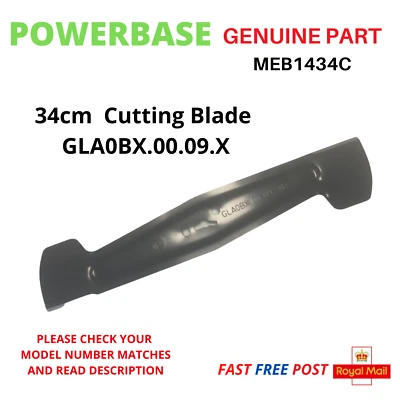 POWERBASE MEB1434C Lawnmower Cutting Blade GLA0BX.00.09.X FAST POST
