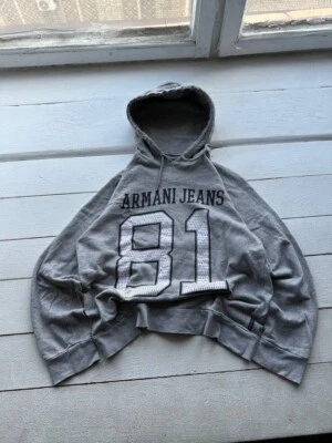 🚨ARMANI JEANS RARE LOGO AVANT GARDE  HOODIE Y2K  MEN IFSIXWASNINE - Image 1 of 4