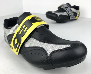 Gaerne Cycling Shoes Mens 42 Road Shoes 2 Bolt Black Silver Yellow Made In Italy - Picture 1 of 12