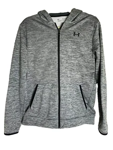Under Armour Boys Gray Heather Fleece Hooded Lightweight Full Zip Jacket Sz YXL - Picture 1 of 10