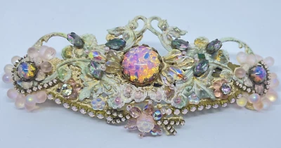 Michal Negrin 发夹 浪漫 手工制作 水晶 花 以色列 — 第 1/4 张图片