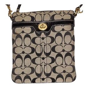 Bolso Bandolera Coach Monograma Mujer Cartera Bolso de Mano Mediano Negro/Gris - Imagen 1 de 15
