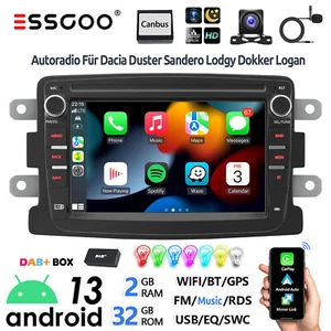 Autoradio DAB+ Android 13 Carplay GPS Navi +Kam Für Renault Dacia Duster Dokker - Bild 1 von 14