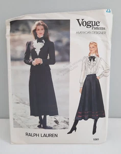 Camicetta gonna giacca signorina Ralph Lauren modello Vogue 1065 vintage ~ taglia 10 UC - Foto 1 di 9