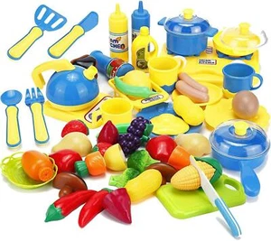 Cooking Kids Play Dishes Eating Cookware Pretend Toy Food Playset 43 pieces toy - Picture 1 of 6