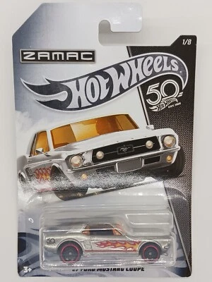 ZAMAC '67 野马轿跑车,Hotwheels 50th,1of8,FRN24,ZAMAC 银色带火焰 — 第 1/4 张图片