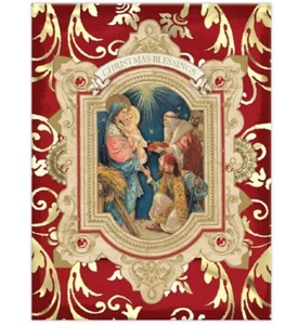 🆕️2pc Punch Studio Religious Nativity Gold Foil Christmas Greeting Cards Folded - Picture 1 of 3