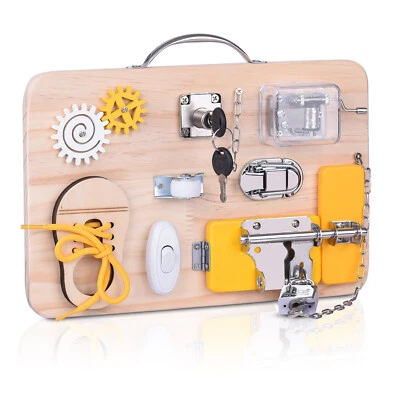 Motorikbrett ab 1 2 3 Jahr Activity Board Montessori Spielzeug Busy Board Brett - Bild 1 von 4