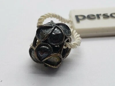 PLATA ESTERLINA .925 ENCANTO PERSONA OXIDADO CINCO PÉTALOS FLORAL PLATA NUEVA B36 Foto 1 de 3