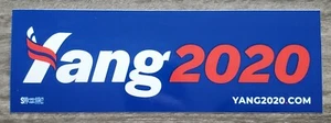 Official Andrew Yang For President 2020 Campaign Bumper Sticker 3"x9" - Picture 1 of 1