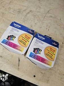 2 New Brother LC61CL black Cyan Magenta Yellow Ink Cartridges Damaged Boxes - Picture 1 of 5