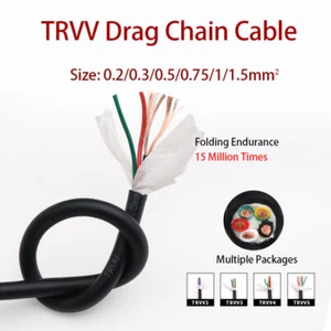 TRVV Drag Chain Cable, PVC Material Copper Core Flexible Wire 0.2mm²-1.5mm² - Picture 1 of 12