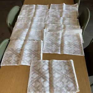 12er Set Vintage Tischsets Madeira bestickt Kreuze oder Blumen Leinen Organdy - Bild 1 von 12