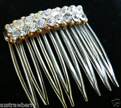 Vintage Plastic Clear Crystal Rhinestones Bridal Hair Comb - Image 1 of 4