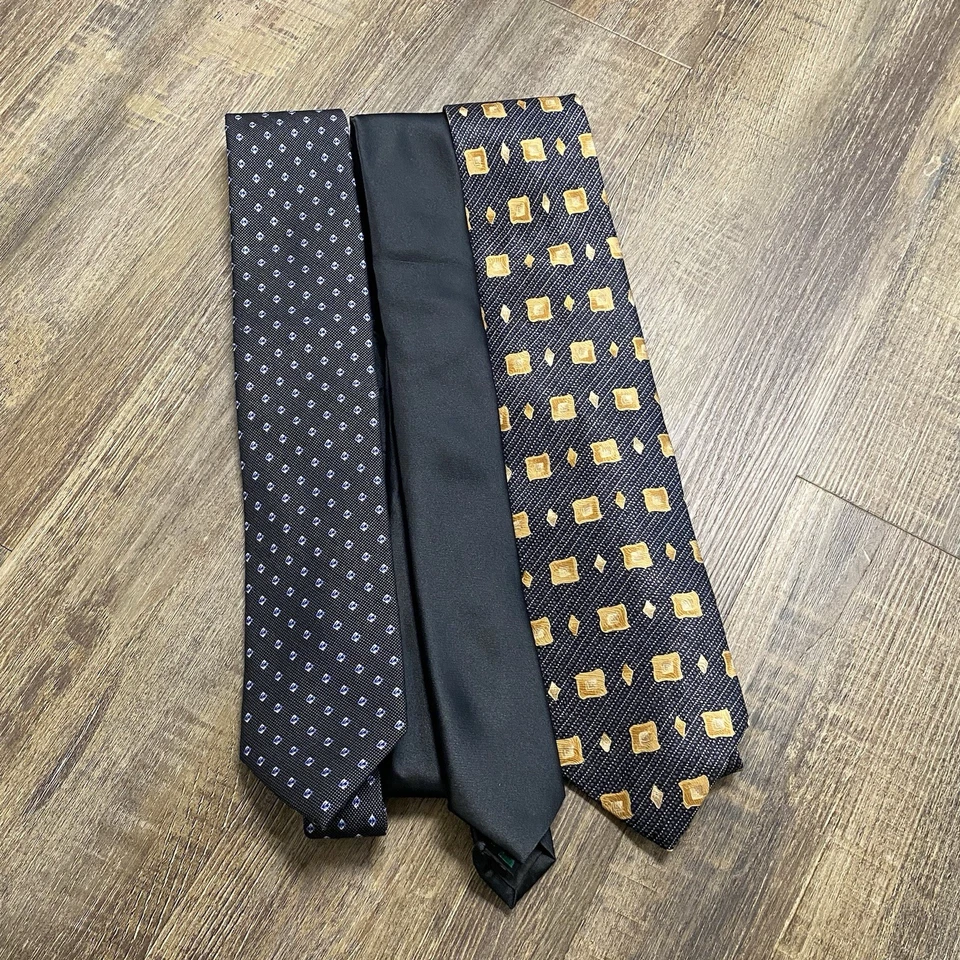 Men's Silk Patterned Neckties Set – Geometric & Solid Styles - Image 1 of 4