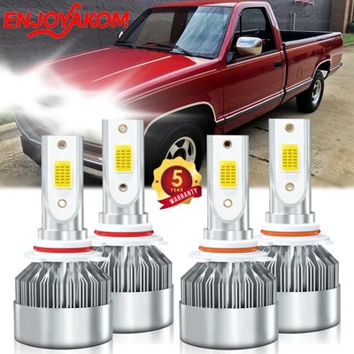 For Chevrolet C3500 1988-2000 Combo LED Headlight Hi/Low Beam Bulbs White 4Pcs - Image 1 of 4