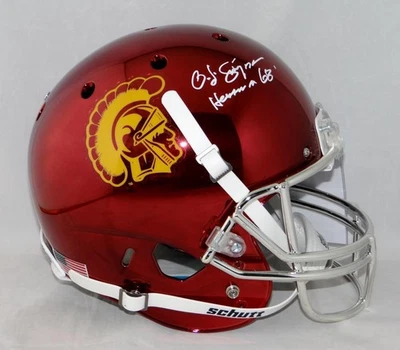 O. J. Simpson Signed USC Trojans F/S Chrome Helmet W/ Heisman- JSA W Auth *White - Image 1 of 4