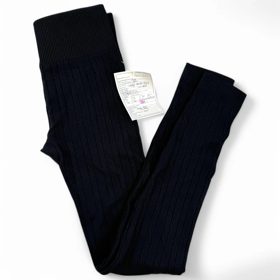 Leggings sin costuras forrados de vellón tejido con cable tono para mujer talla M/L negros Foto 1 de 4