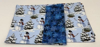 Christmas Winter Snowman Snow Snowflake Placemats Reversible Blue White Set of 4 - Image 1 of 4
