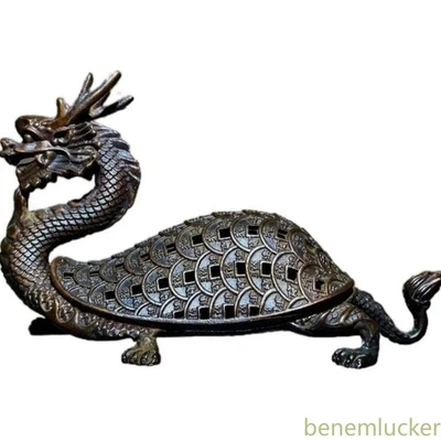 5.31" Retro Dragon Turtle Incense Burner Handcarved Censer Ornaments Traditional - Image 1 of 4