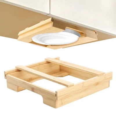 Dispensador de platos de papel de 9 pulgadas debajo del gabinete soporte de platos de bambú para cocina... Foto 1 de 4