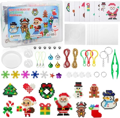 2500 Bügelperlen Weihnachten Set, Steckperlen 5 mm Perlen mit Steckplatte, 12 Mu - Bild 1 von 4