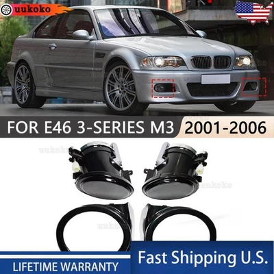 Car Front Bumper Fog Lights with Cover Bulbs Smoke For BMW E46 M3 01-06 M-Tech Foto 1 de 4