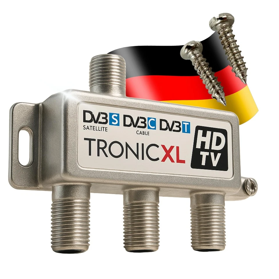3-fach SAT 3fach F-splitter Antennen Verteiler weiche Switch Full HD TV 3 DVBC
